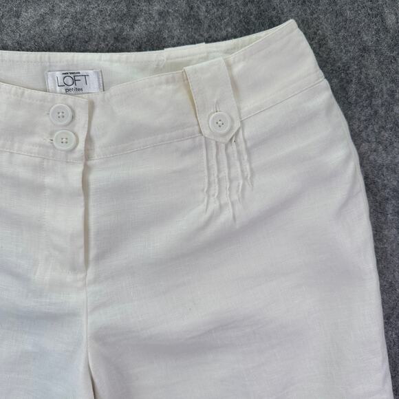 Ann Taylor‎ Loft Womens 4P White Linen Capri Lined Pant - Picture 2 of 7